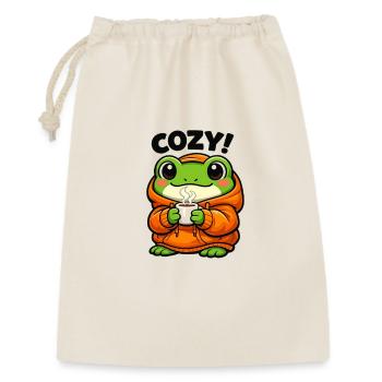 Gemütlicher Frosch Hoodie - Geschenkbeutel aus Baumwolle (30 x 45 cm) - Natur - Vorne