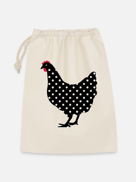 Huhn Henne gepunktet - Geschenkbeutel aus Baumwolle (30 x 45 cm) - Natur