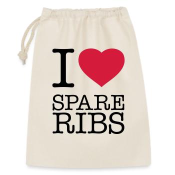 I LOVE SPARE RIBS - Geschenkbeutel aus Baumwolle (30 x 45 cm) - Natur - Vorne