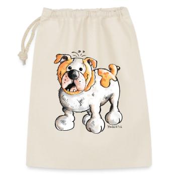 Englische Bulldogge - Geschenkbeutel aus Baumwolle (30 x 45 cm) - Natur - Vorne