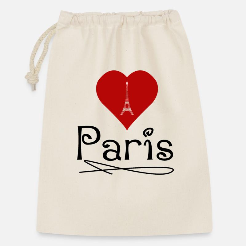 Ich liebe Paris - Geschenkbeutel aus Baumwolle (30 x 45 cm) - Natur