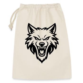 Wolf Kopf - Geschenkbeutel aus Baumwolle (30 x 45 cm) - Natur - Vorne