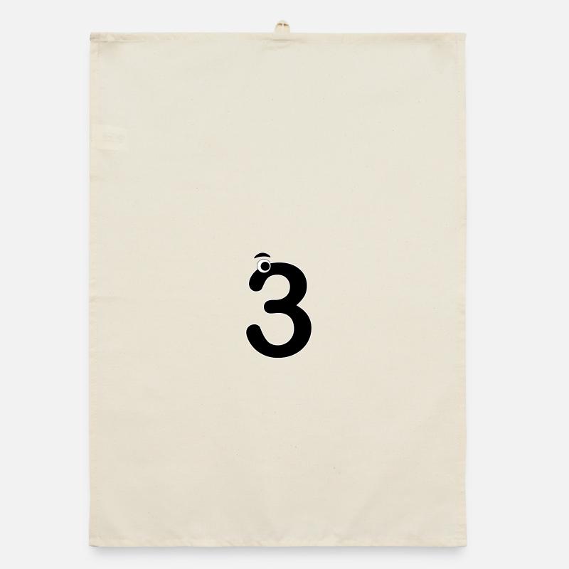 Number Three 3 Kids Birthday Learn Math Organic dish towel