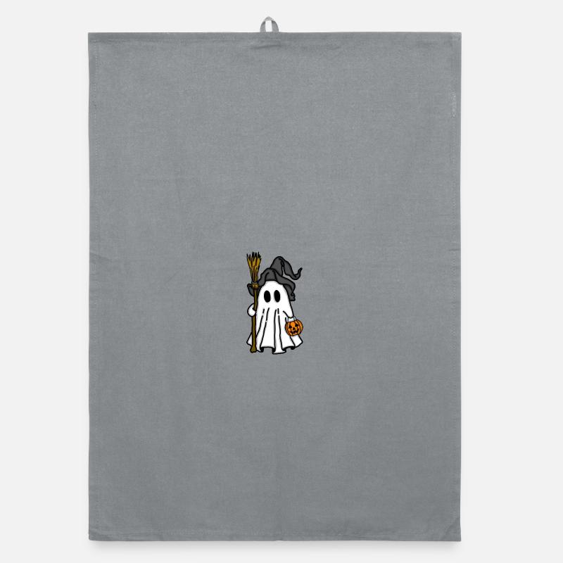 Ghosts Halloween with pumpkin light Organic dish towel