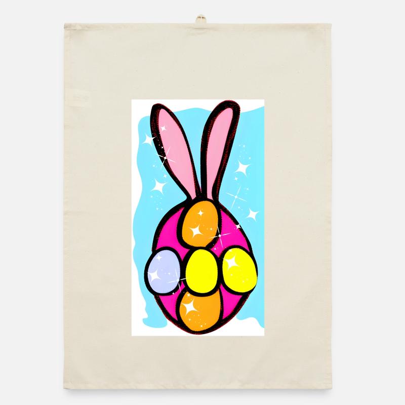 Bunte Osterhasen-Eier Illustration Organic Geschirrtuch