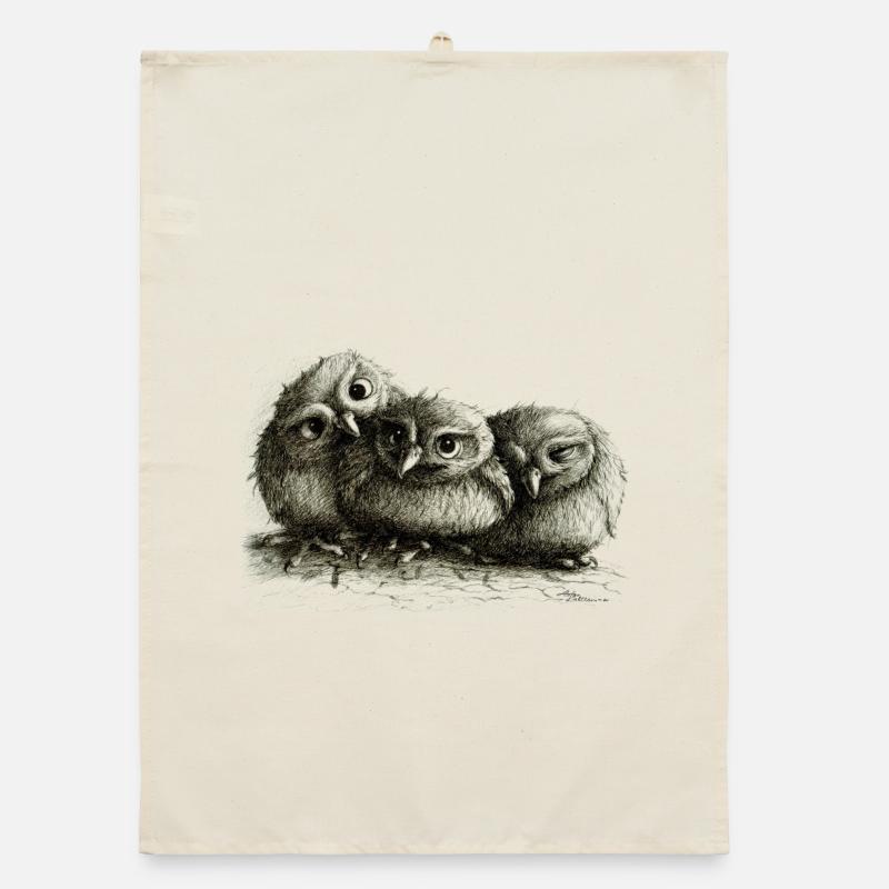 drei junge eulen Organic Geschirrtuch