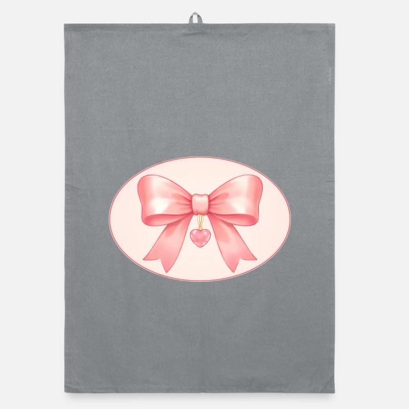 Nœud rose avec pendentif en forme de cœur Bichon & Bear Studio - Torchon bio - bruyère
