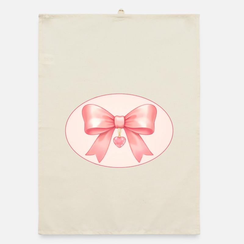 Pink bow with heart pendant Bichon&Bear Studio Organic dish towel