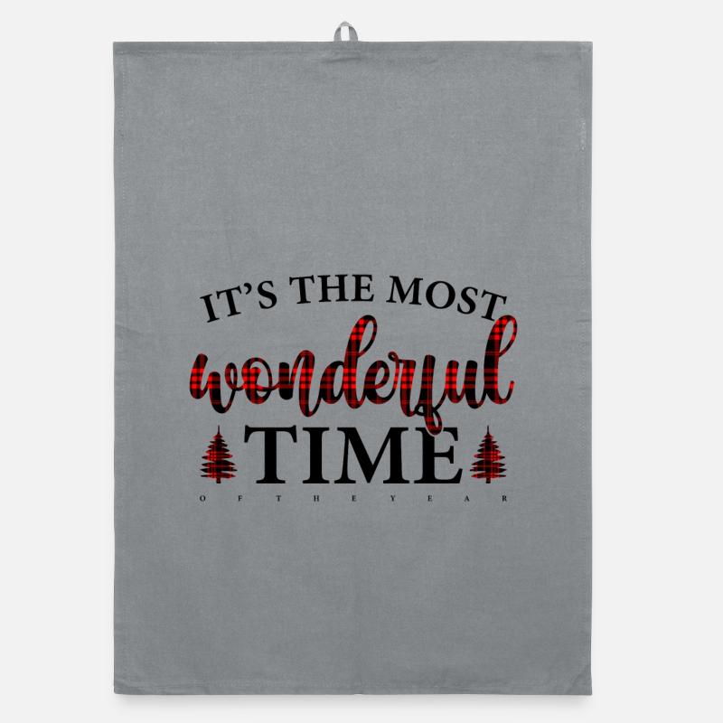 Crimson Plaid Script on Black Organic dish towel