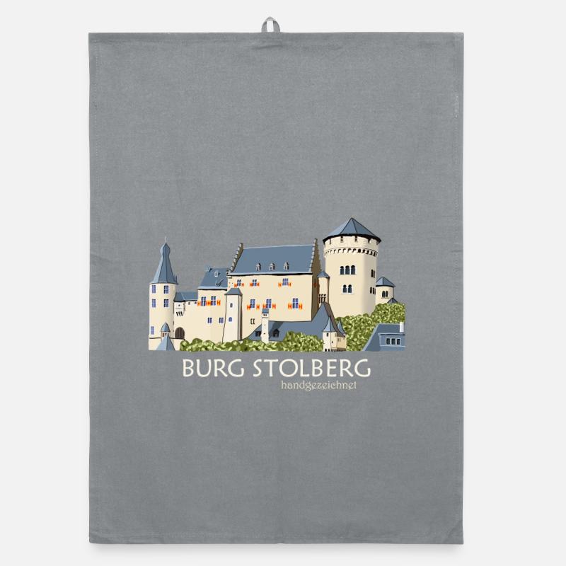 Stolberg Castle Illustration Hand Drawing Organic dish towel