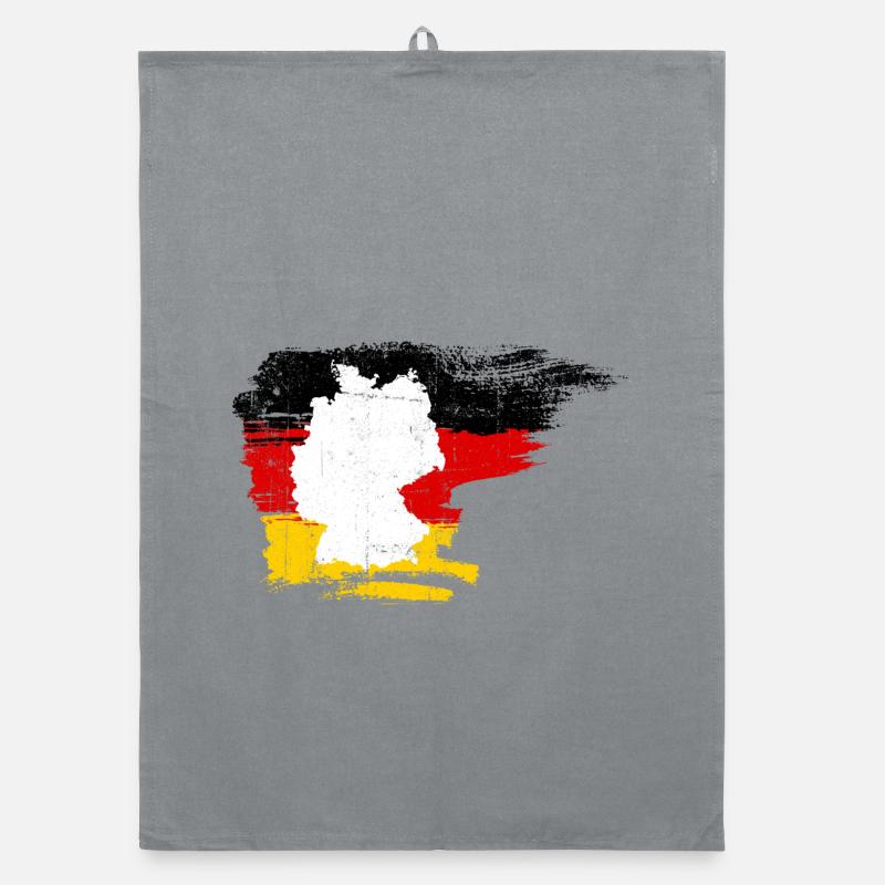 Germany Map in Flag Brush - Organic dish towel - grey