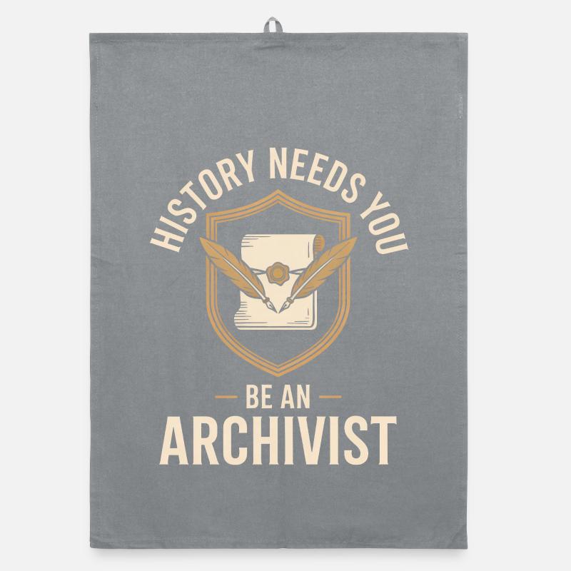 Blason d’archiviste avec insigne de plume - Torchon bio - bruyère