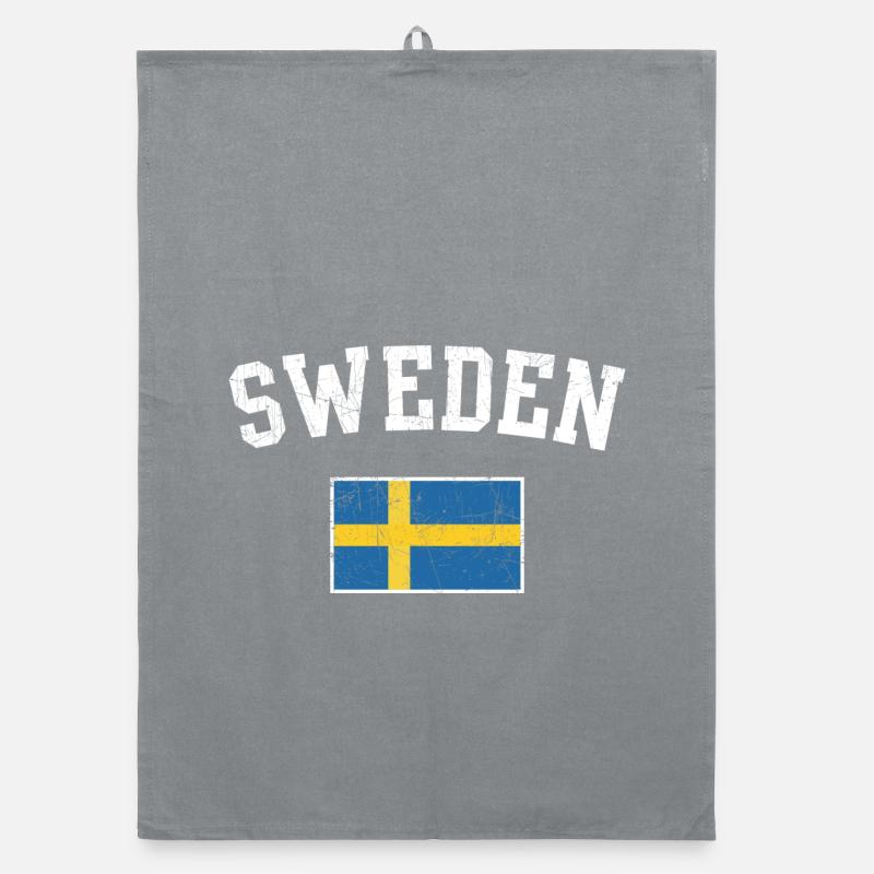 Sweden Flag Arc Tee - Organic dish towel - grey