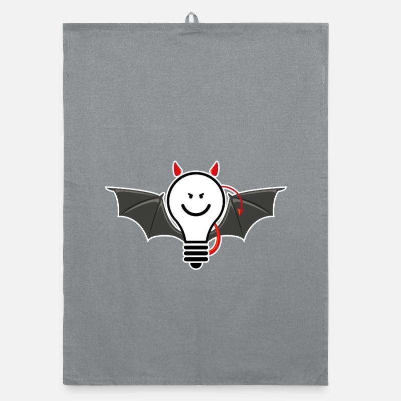 Light bulb with devil horns – cheeky light motif Organic dish towel