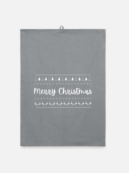 Frohe Weihnachten - Organic Geschirrtuch - Grau - Vorne