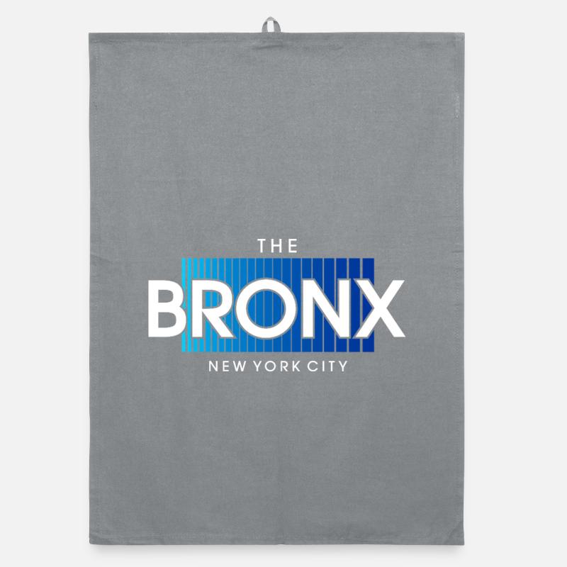 Bronx Skyline Text in Blue Gradient Organic dish towel