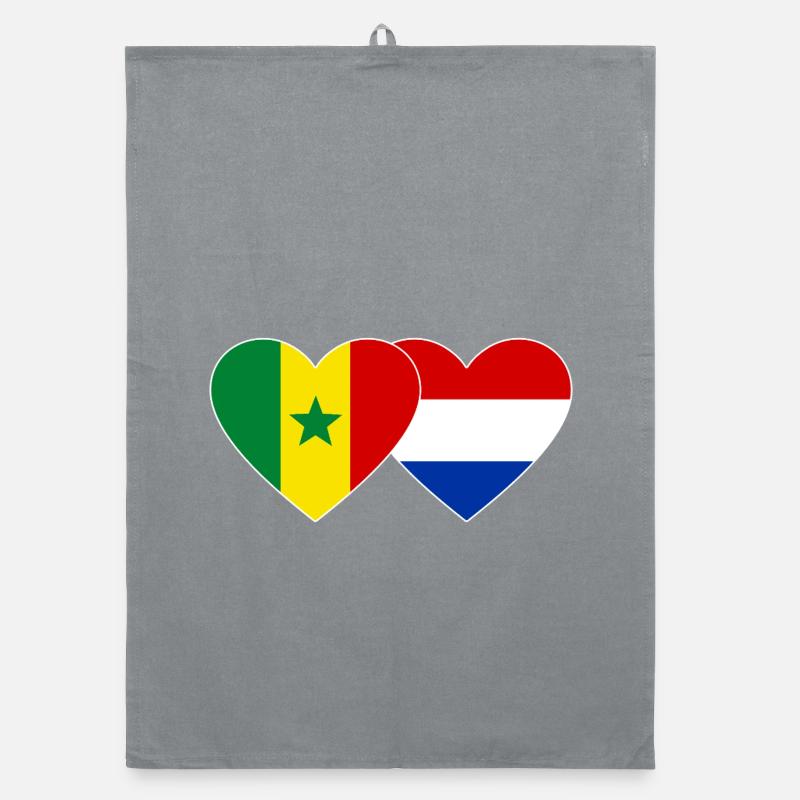 Sénégal Hollande Drapeau Mains Coeur Forme - Torchon bio - bruyère
