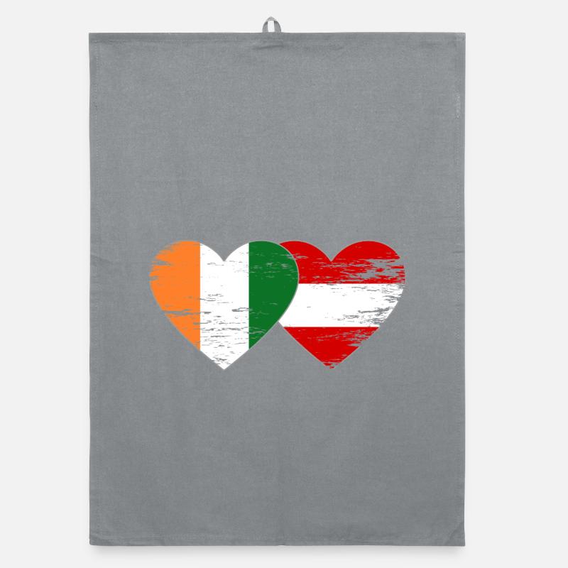 Côte d'Ivoire Austria Flag Heart Organic dish towel