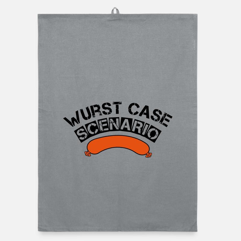Wurst case scenario grillen BBQ Griller Geschenk - Organic Geschirrtuch - Grau