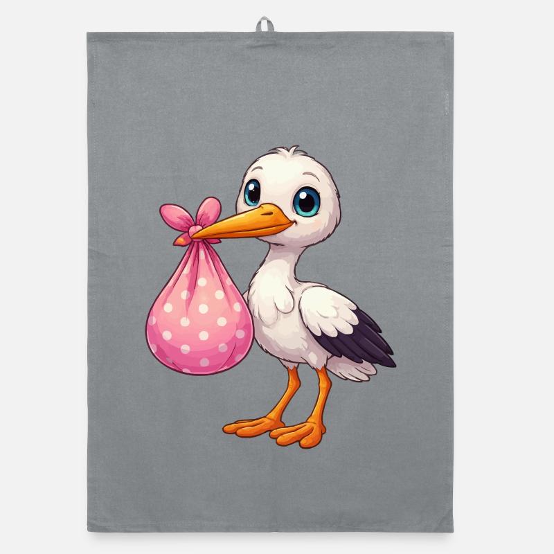Cuddly pelican with pink bundle Organic dish towel
