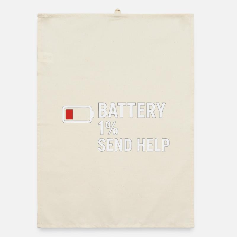Battery 1% – Send Help | Morgenmuffel Organic Geschirrtuch