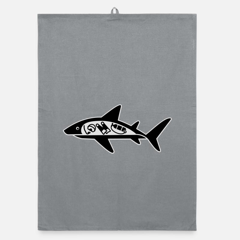Shark ate scuba diver Organic dish towel