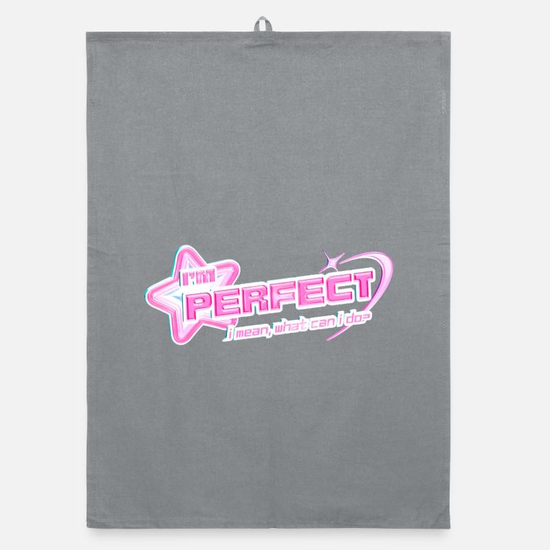 I'm Perfect – Y2K Pinkcore Diva Design - Organic Geschirrtuch - Grau