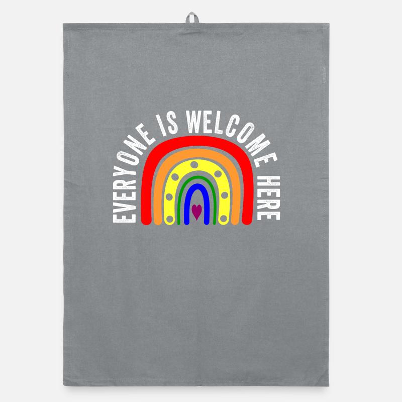 UNITY DAY Everyone is Welcome Here Boho Rainbow Organic dish towel
