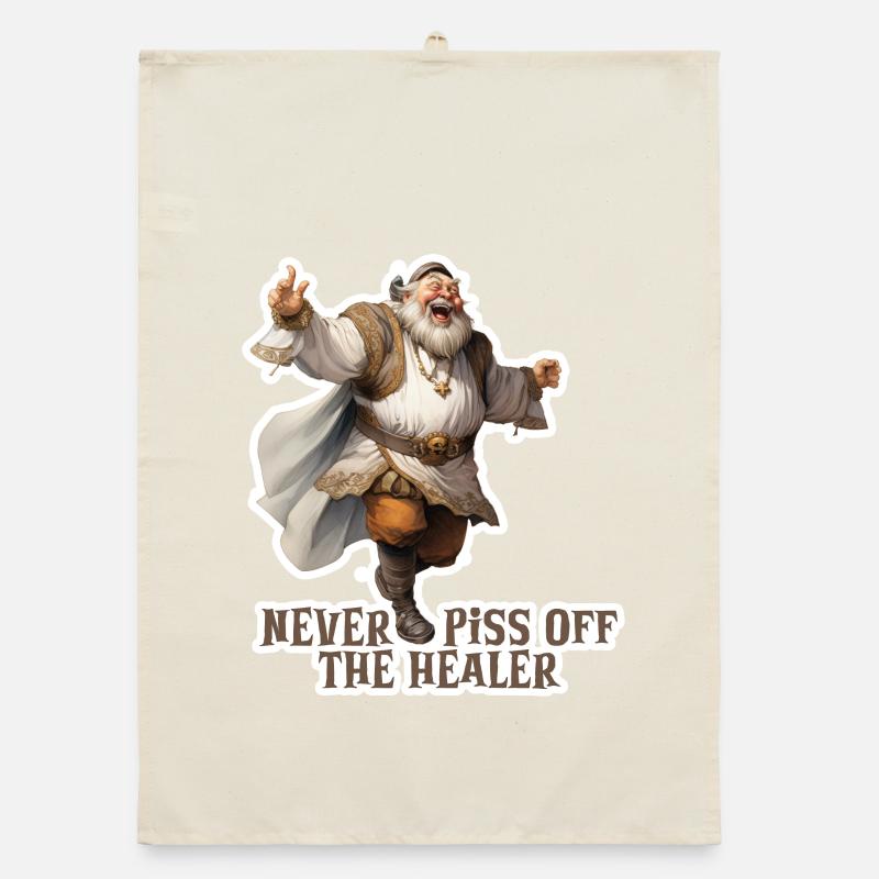 Never Stop the Healer – Funny RPG Design Organic Geschirrtuch