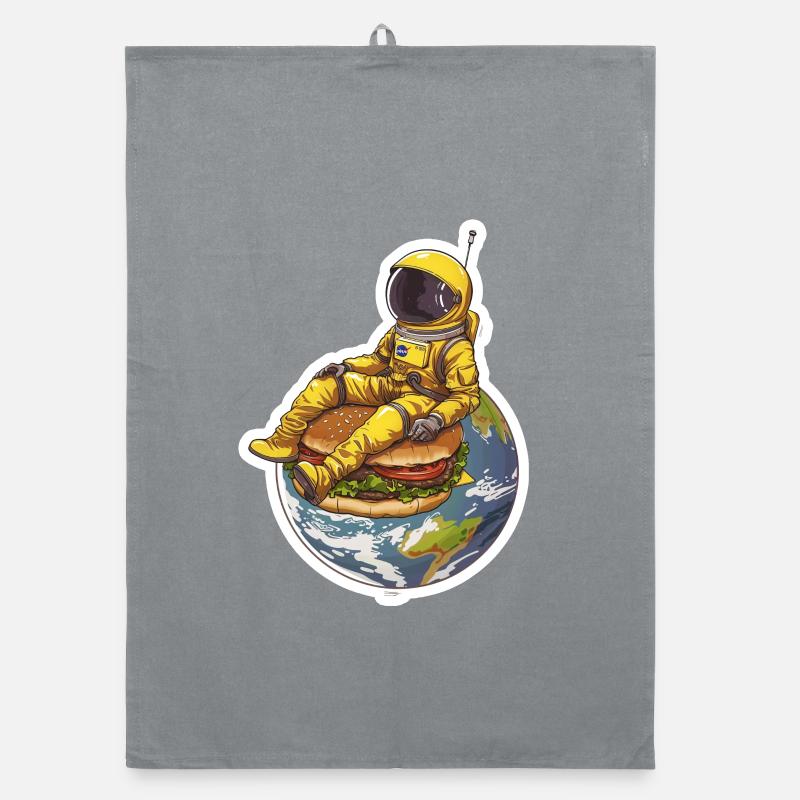 Astronaute doré sur Burger – Design alimentaire spatial Torchon bio