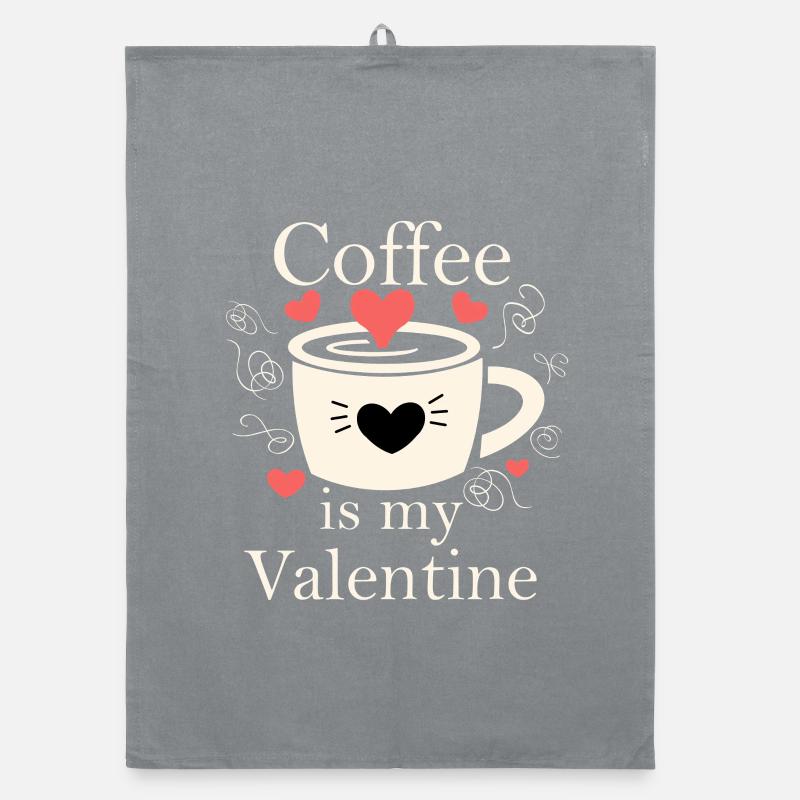 Le café, c’est ma Saint-Valentin - Saint-Valentin - Torchon bio - bruyère