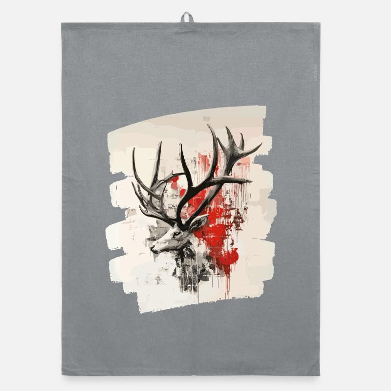 Hirsch mit Geweih Organic Geschirrtuch