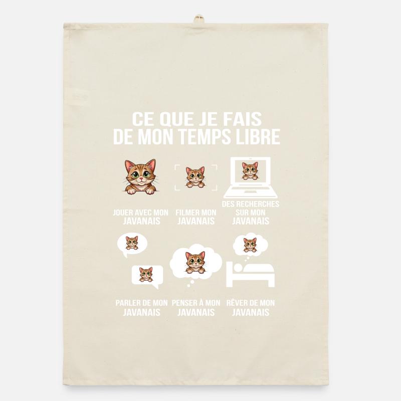 Javanese Cat Illustration Organic dish towel