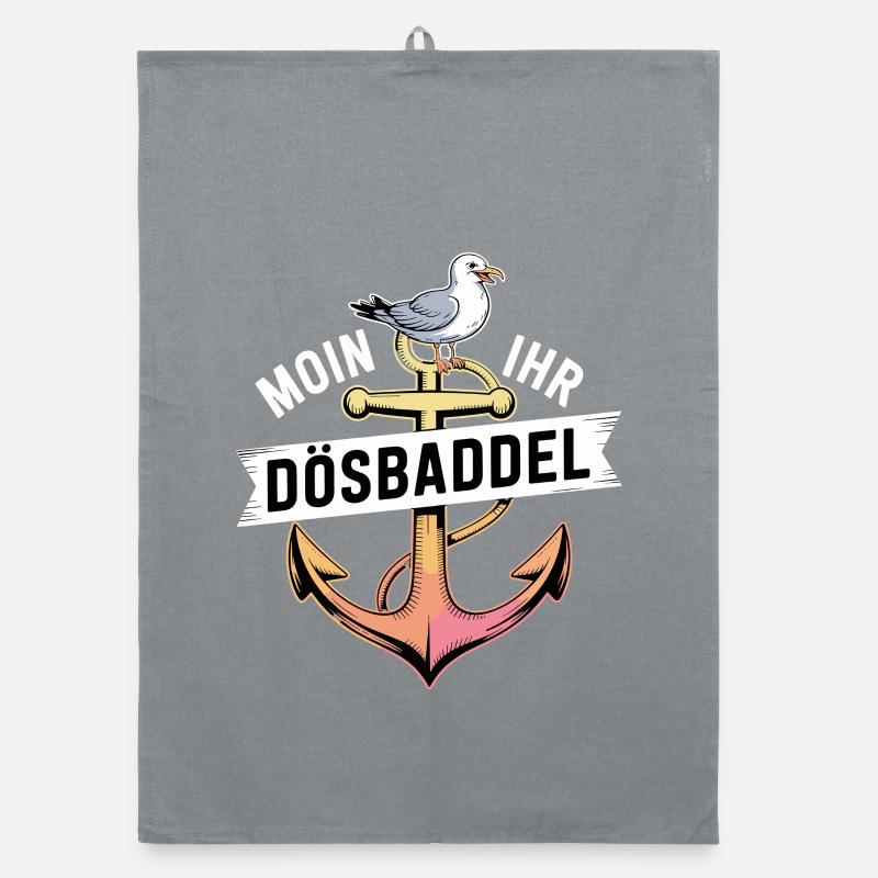 Moin Ihr Dösbaddel dicton maritime avec ancre et Torchon bio