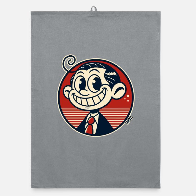Funny little retro comic man Organic dish towel