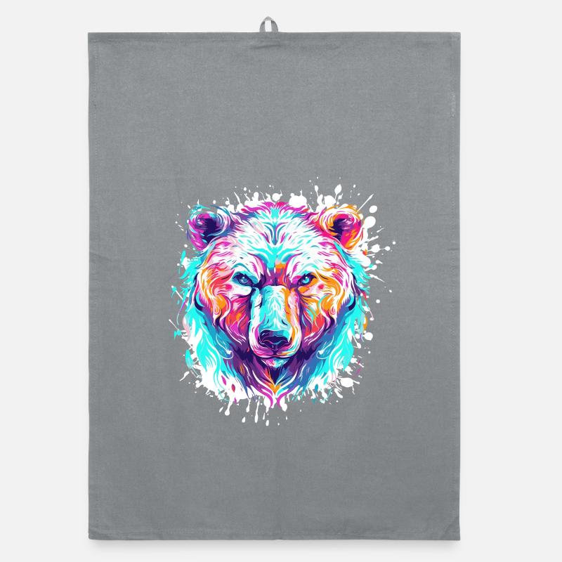 Tête d’ours Pop Art Éclaboussures Torchon bio