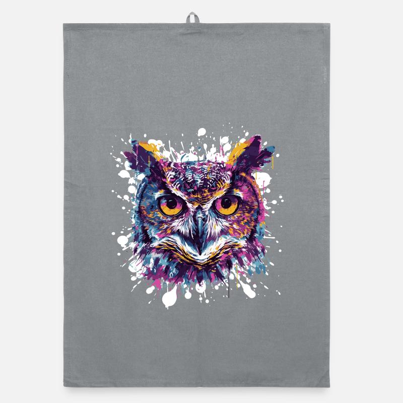 Éclaboussures de tête de hibou Torchon bio