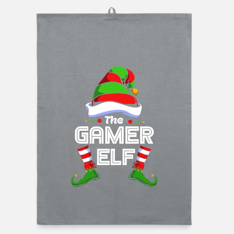 Gamer Gaming Zocker Elfe Elf Weihnachtsgeschenk Organic Geschirrtuch