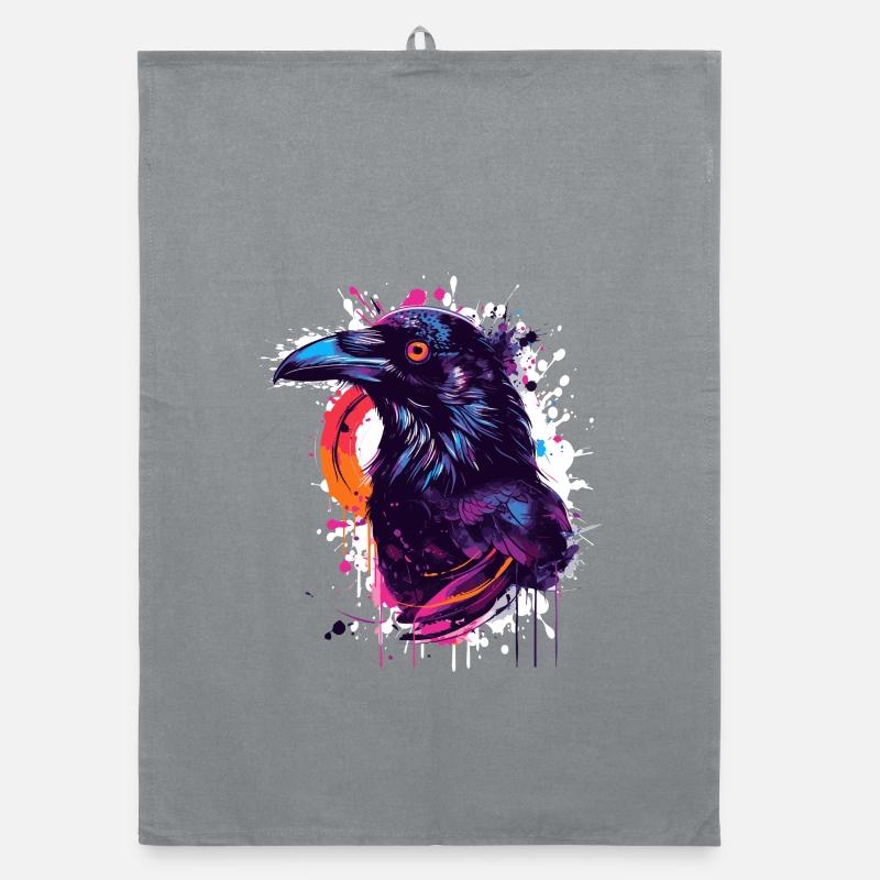 Explosion de couleur Corbeau Éclaboussure de néon Torchon bio
