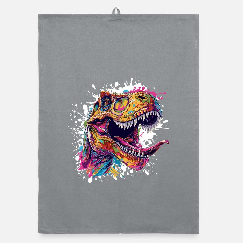 Bunter T-Rex Kopf Splash Organic Geschirrtuch