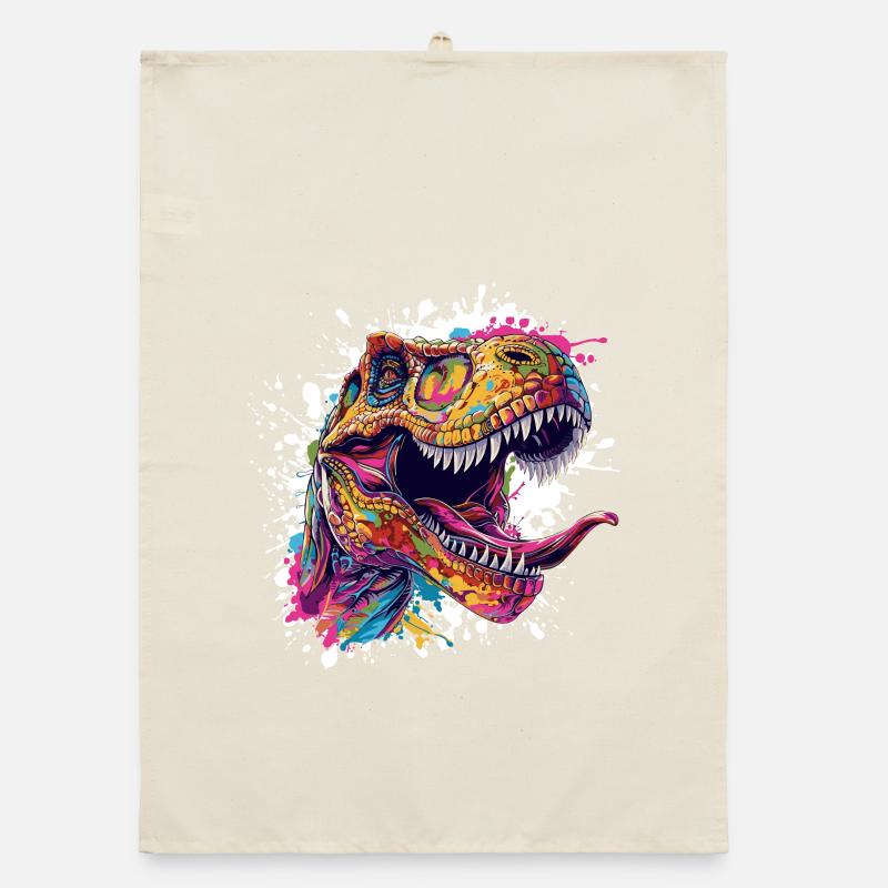 Colorful T-Rex Head Splash Organic dish towel