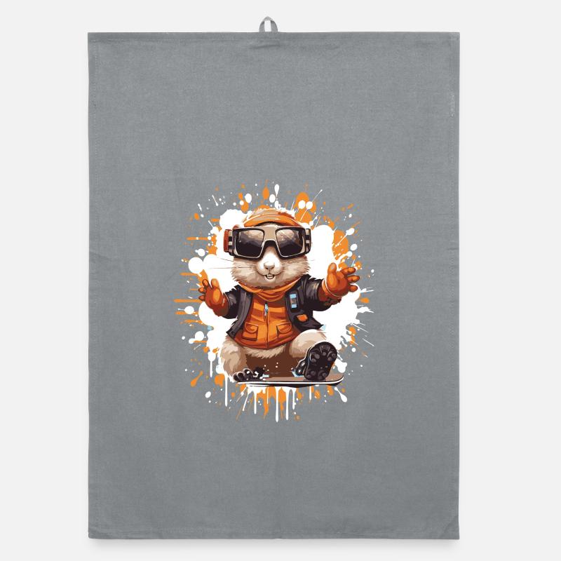 Hamster Snowboard Organic Geschirrtuch