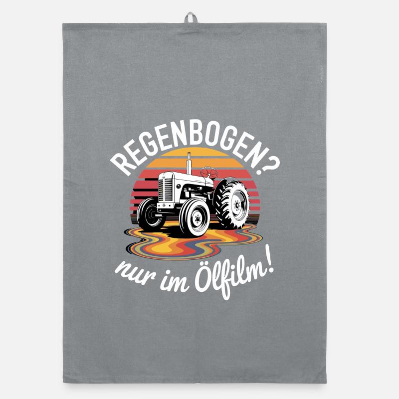  Regenbogen Nur Im Ölfilm Traktor Oldtimer Organic Geschirrtuch