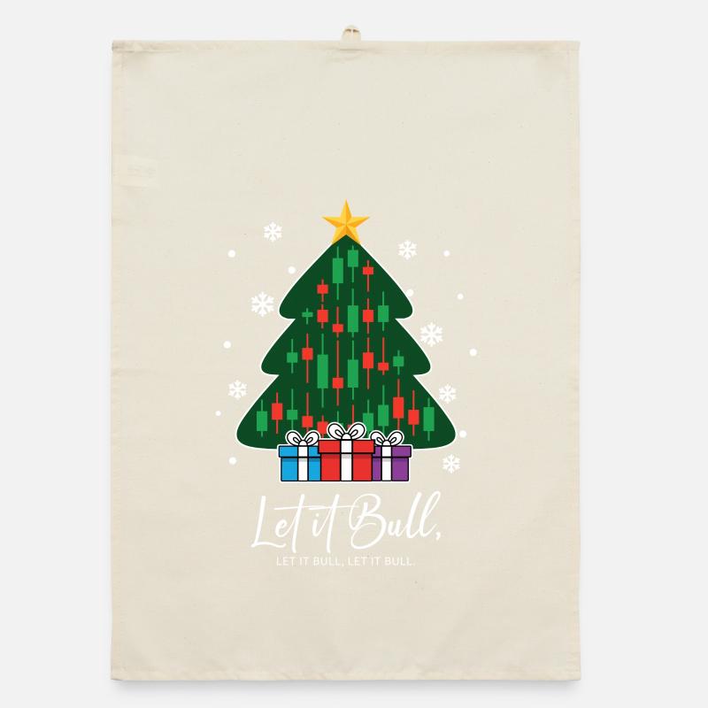 Let It Bull Crypto Exchanges Christmas Tree Organic dish towel