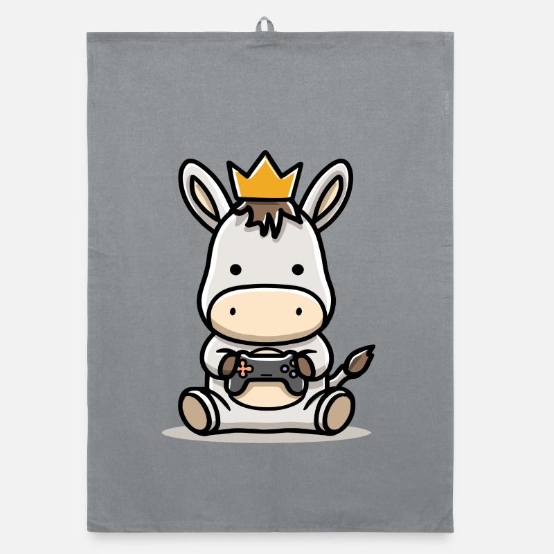 Gamer Esel mit controller Krone Organic Geschirrtuch