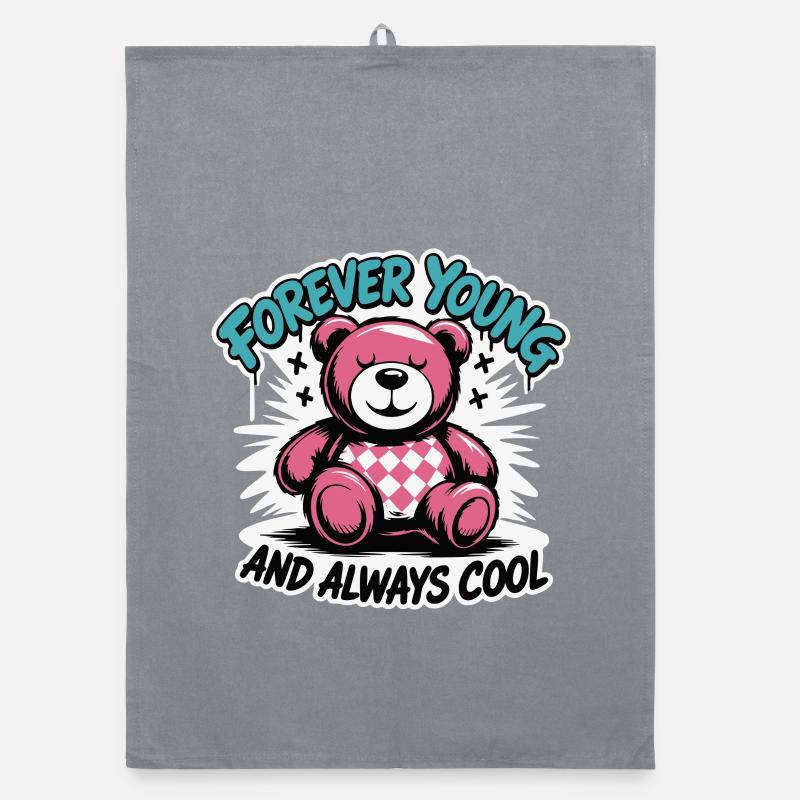 Forever Young Teddy Bear Graphique Torchon bio