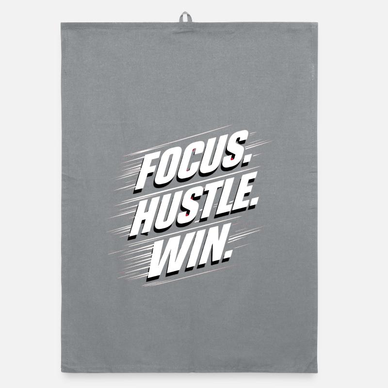Focus Hustle Win Graphic Organic dish towel