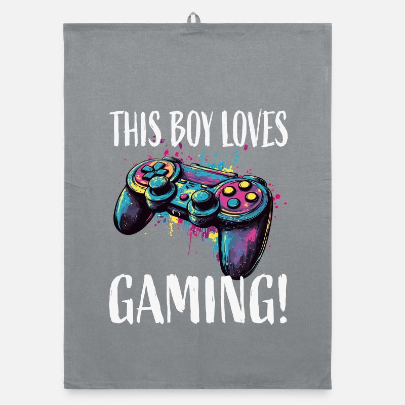 This Boy Loves Gaming Controller Organic dish towel