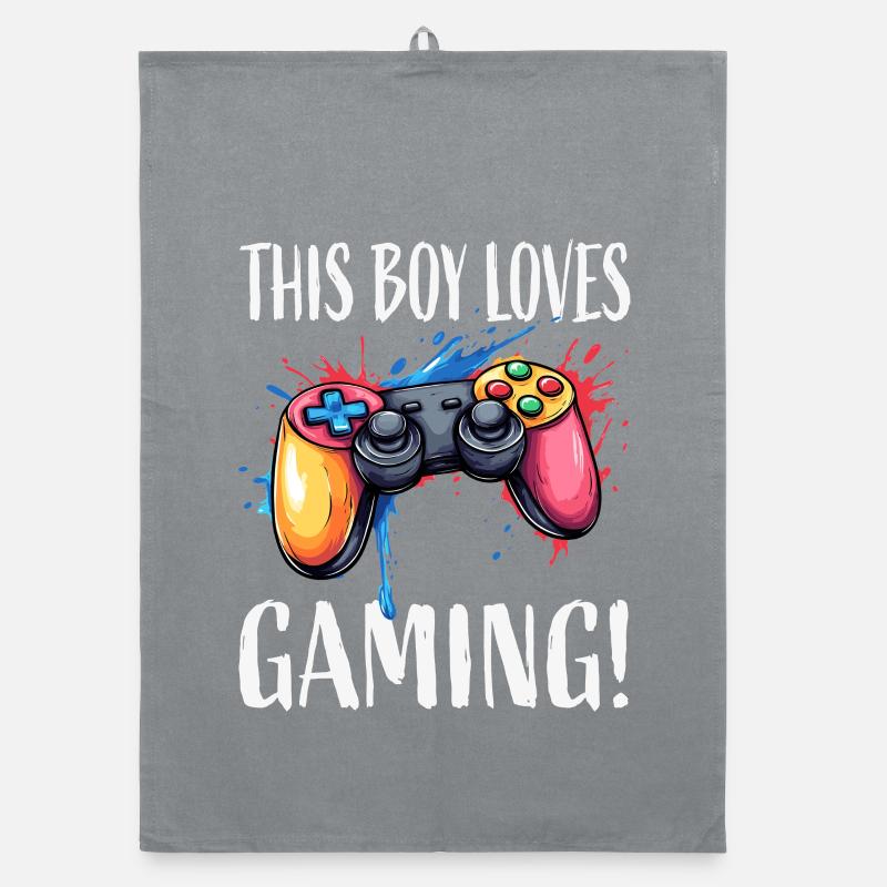 Junge liebt Gaming – bunter Controller Organic Geschirrtuch