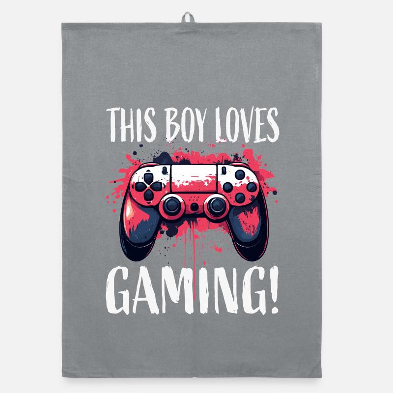 This Boy Loves Gaming Controller Art Organic Geschirrtuch